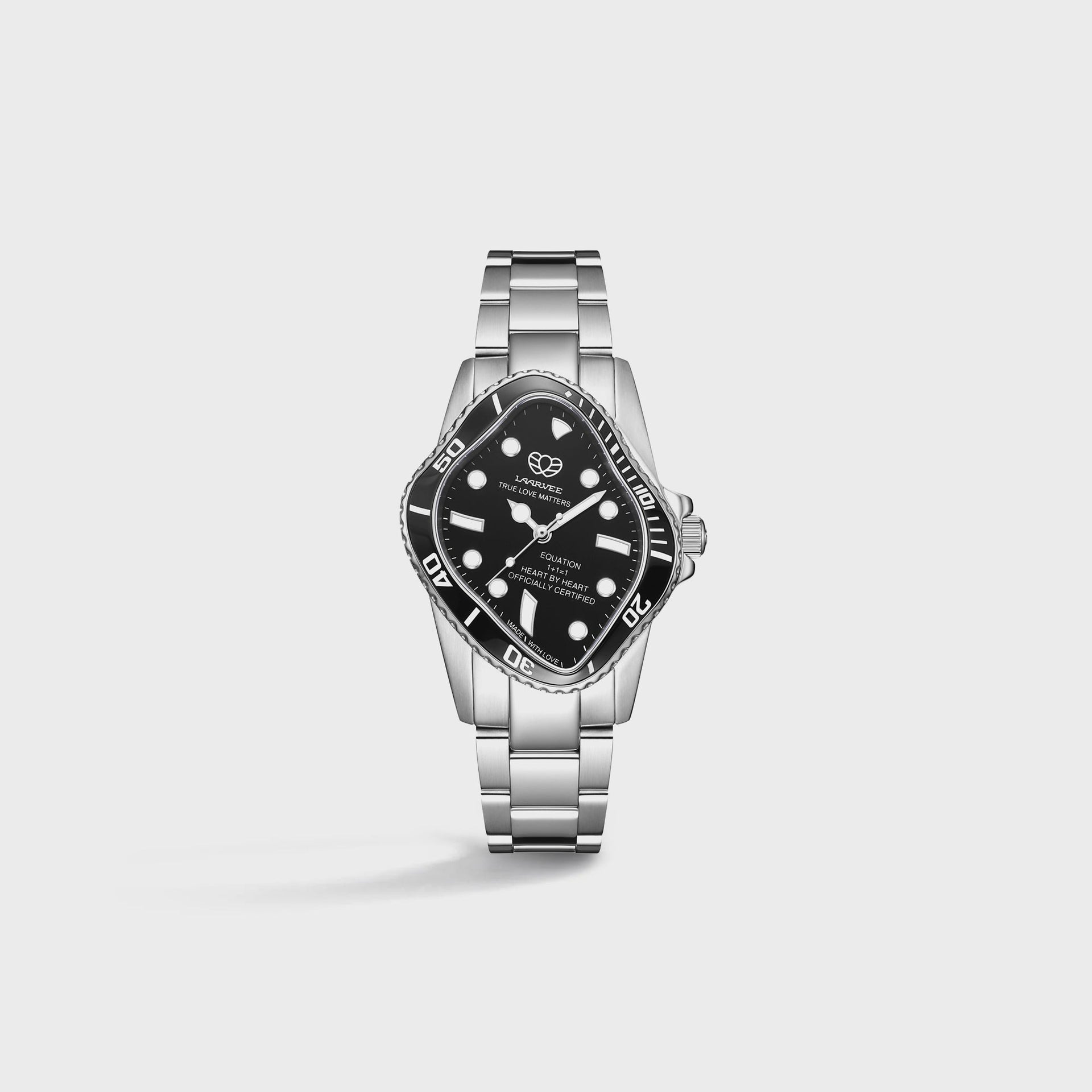 LAARVEE Silver Precision Steel - Black Ceramic Bezel / Black Dial