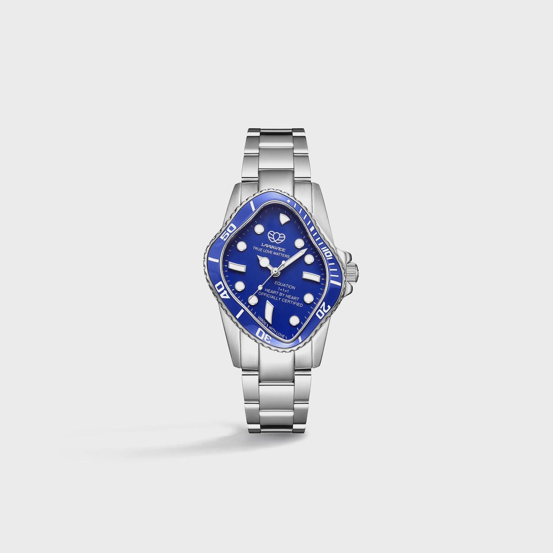 LAARVEE Silver Precision Steel - Blue Ceramic Bezel / Blue Dial
