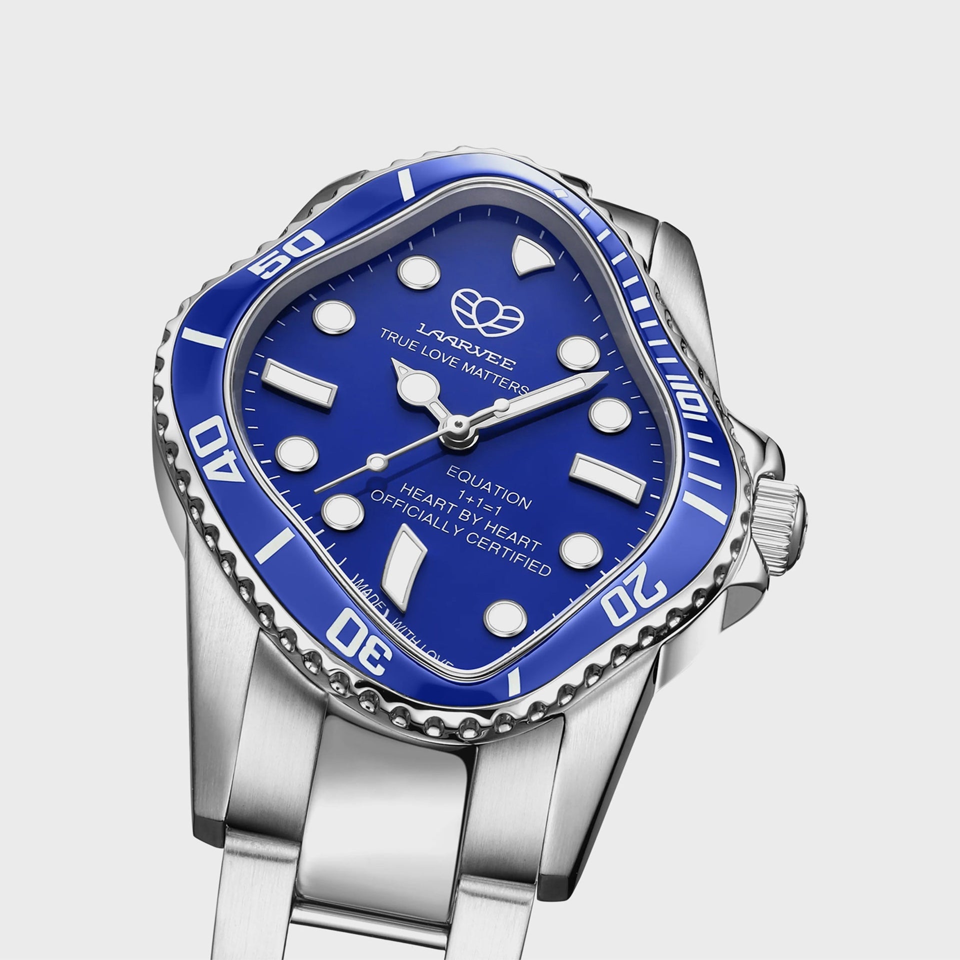 LAARVEE Silver Precision Steel - Blue Ceramic Bezel / Blue Dial