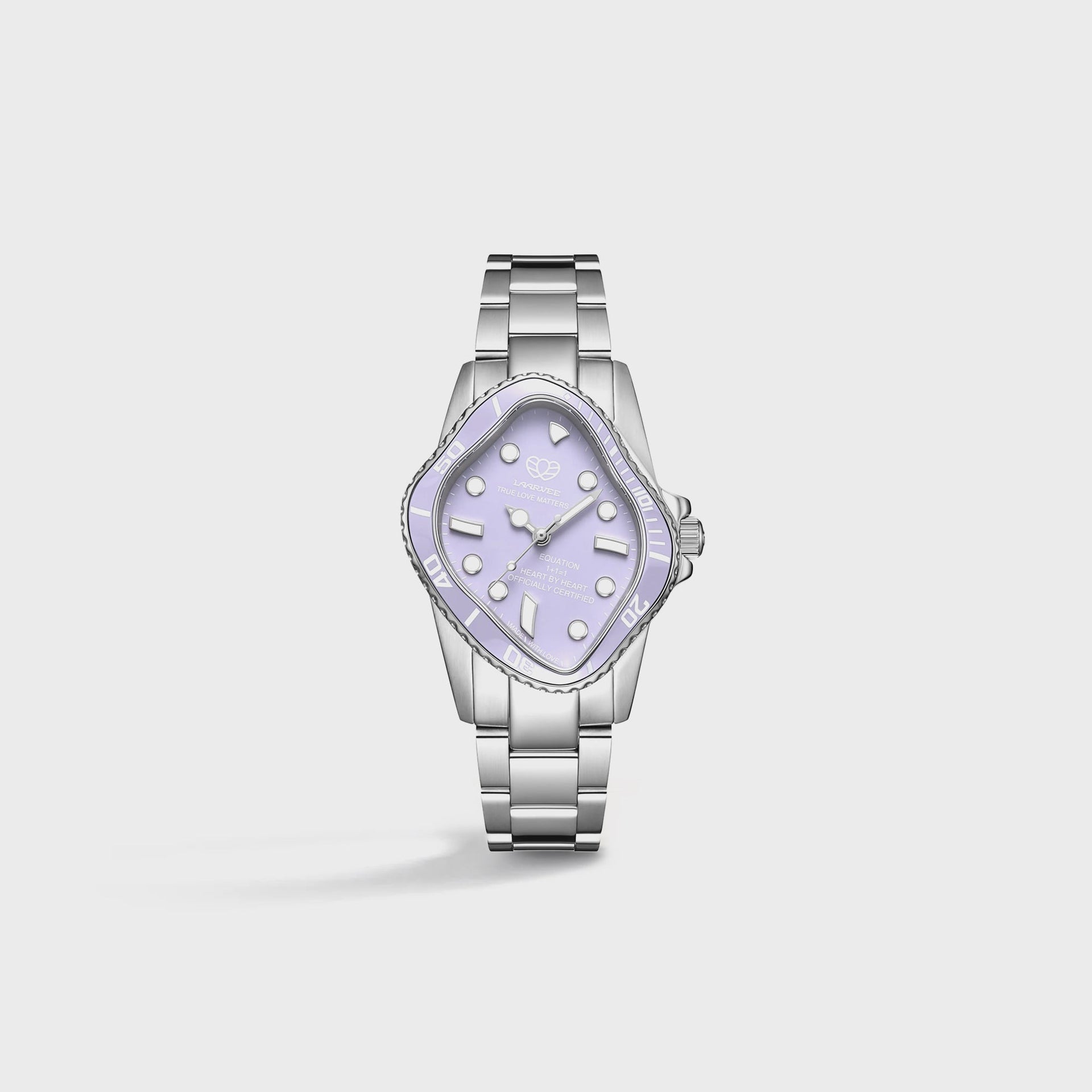 LAARVEE Silver Precision Steel - Lilac Ceramic Bezel / Lilac Dial