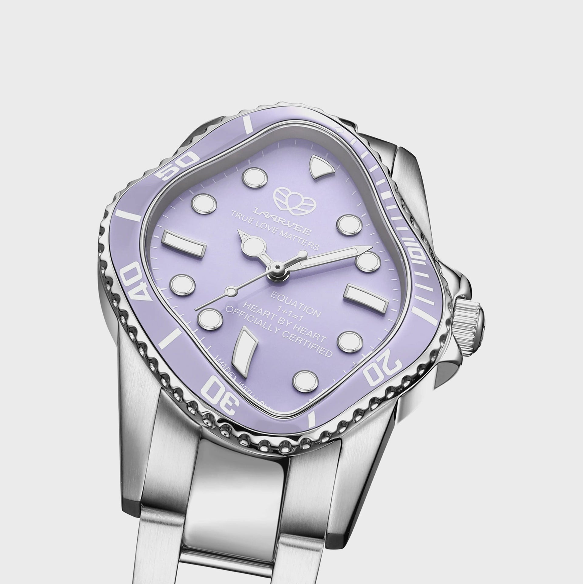 LAARVEE Silver Precision Steel - Lilac Ceramic Bezel / Lilac Dial