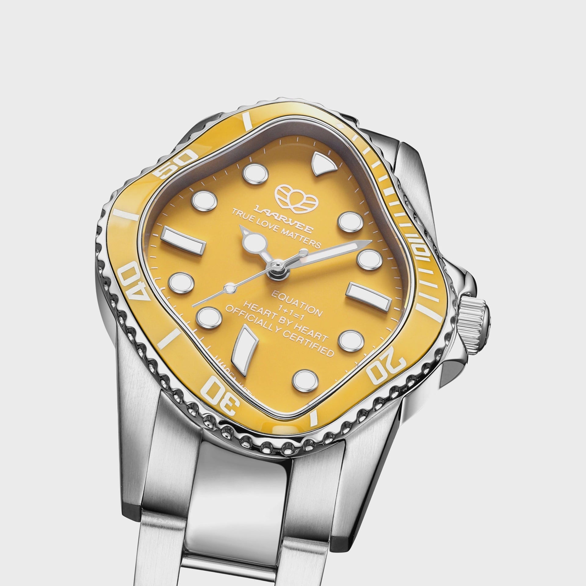LAARVEE Silver Precision Steel - Yellow Ceramic Bezel / Yellow Dial
