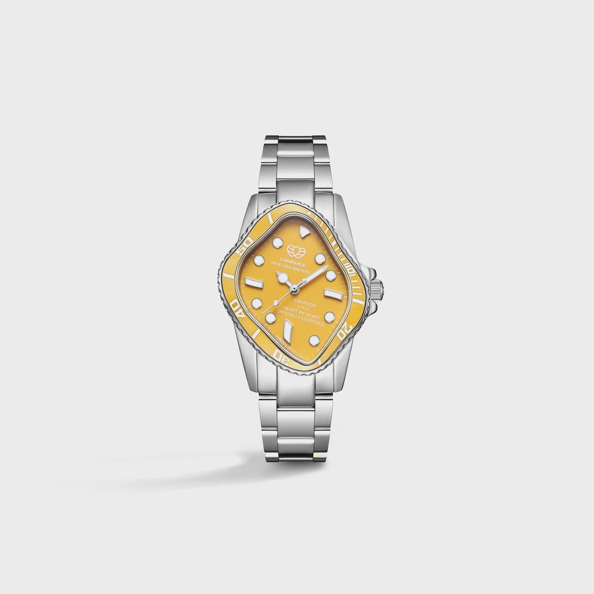 LAARVEE Silver Precision Steel - Yellow Ceramic Bezel / Yellow Dial