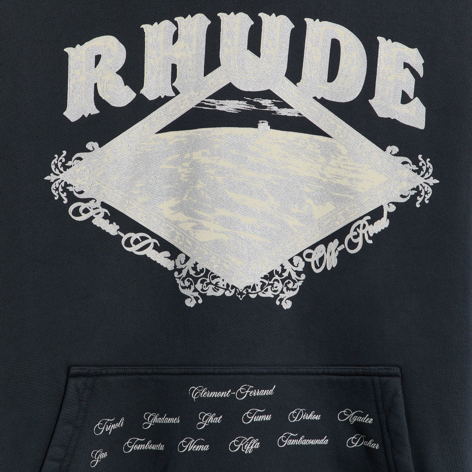 Rhude Dakar Convoy Hoodie - Vintage Black / Silver