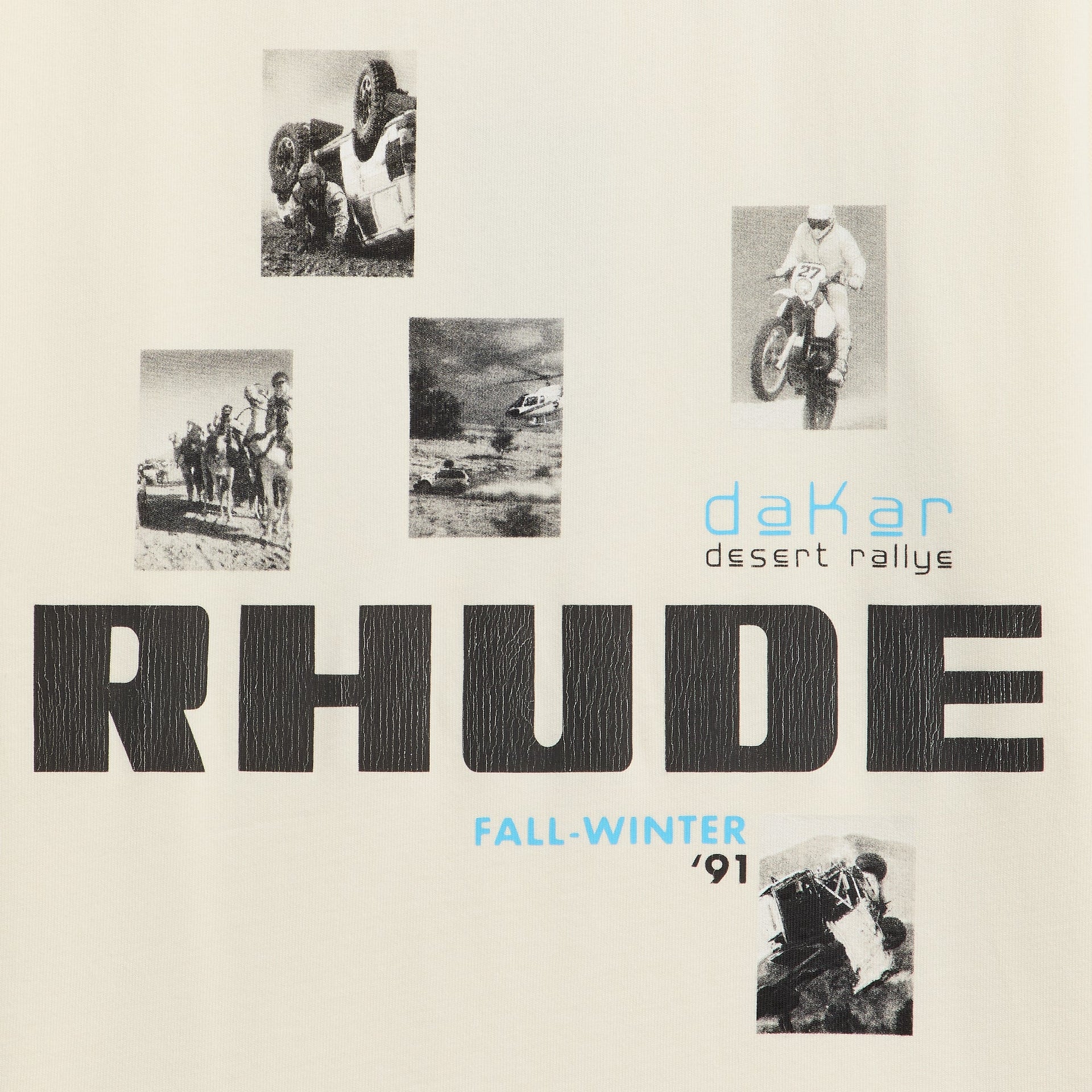 Rhude Winter 91 Rallye Tee - Vintage White / Vintage Black