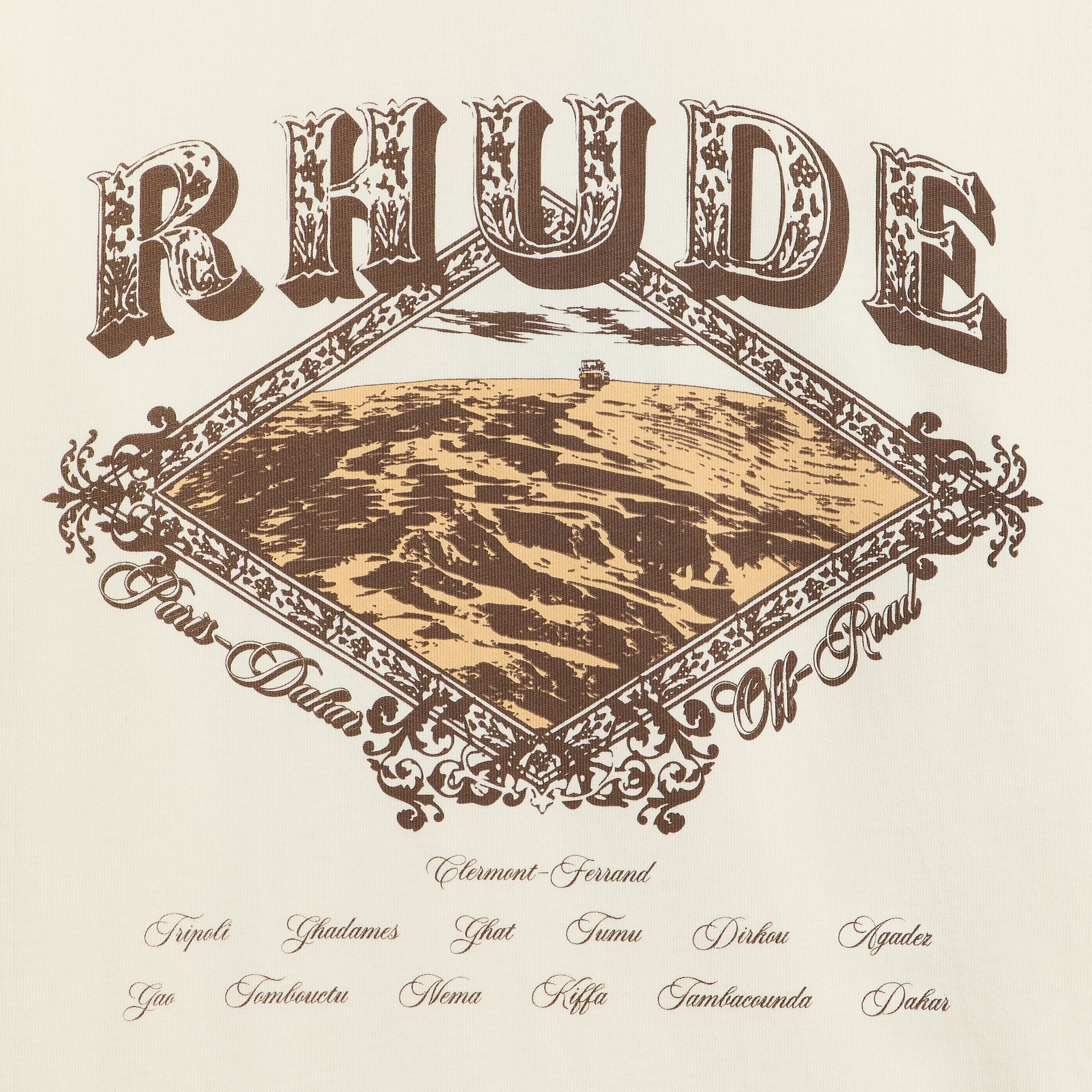 Rhude Dakar Convoy Tee - Vintage White / Brown