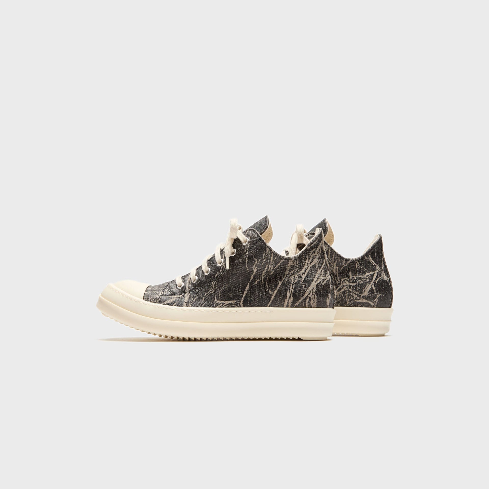 Rick Owens WMNS DRKSHDW Concordians Low Sneaks - Washed Foil / Denim Black
