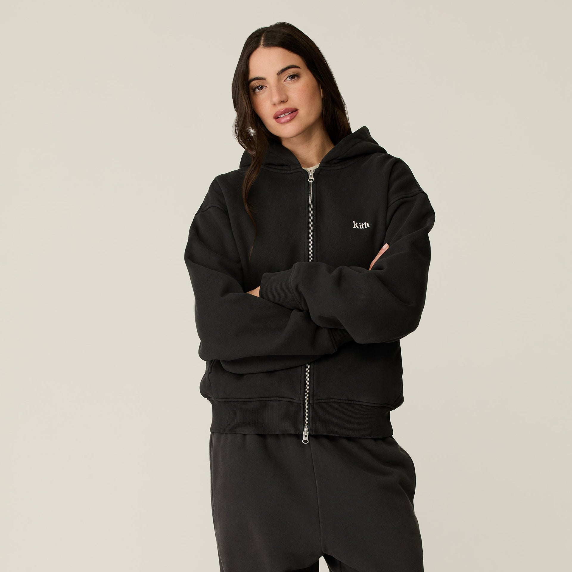 Kith Women Tanner Full Zip Hoodie - Black