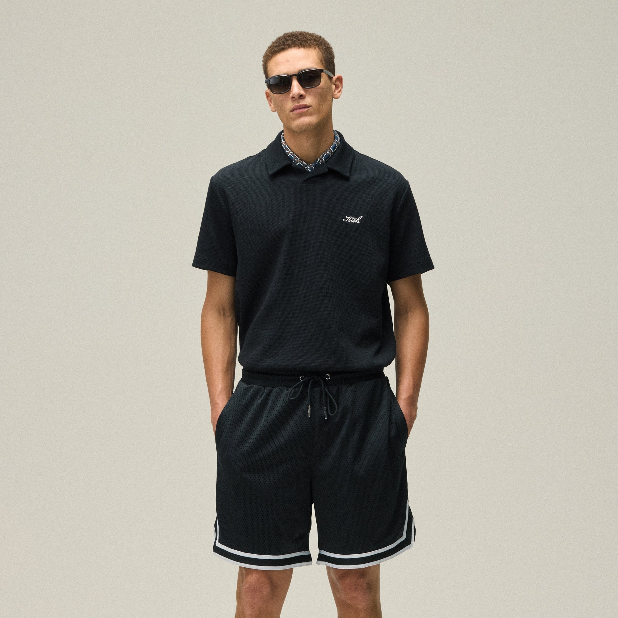 Kith Micro Waffle Drew Polo Shirt - Black – Kith UK