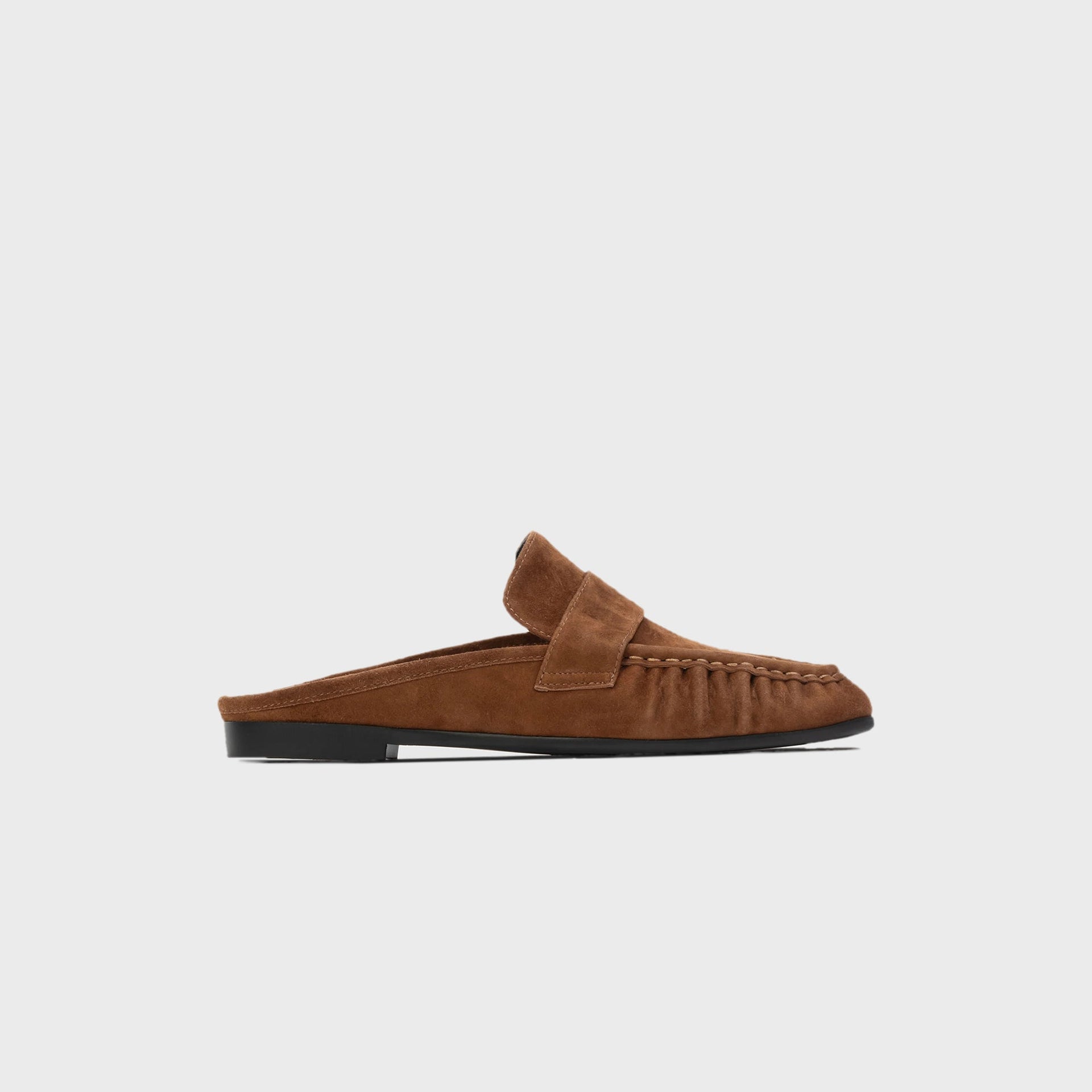 Black Suede Studio Gabby Loafer Mule - Tobacco Suede