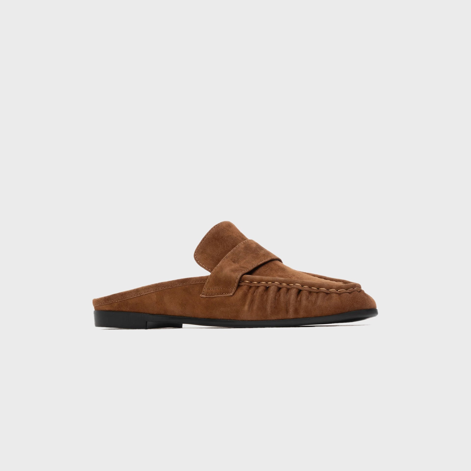Black Suede Studio Gabby Loafer Mule - Tobacco Suede