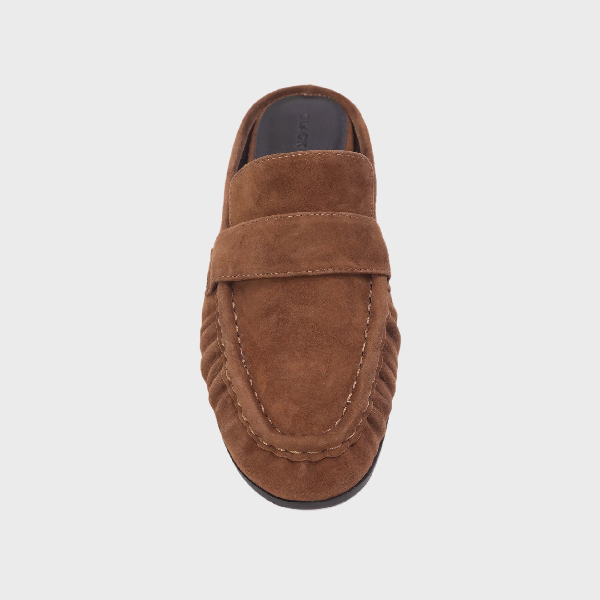 Black Suede Studio Gabby Loafer Mule - Tobacco Suede