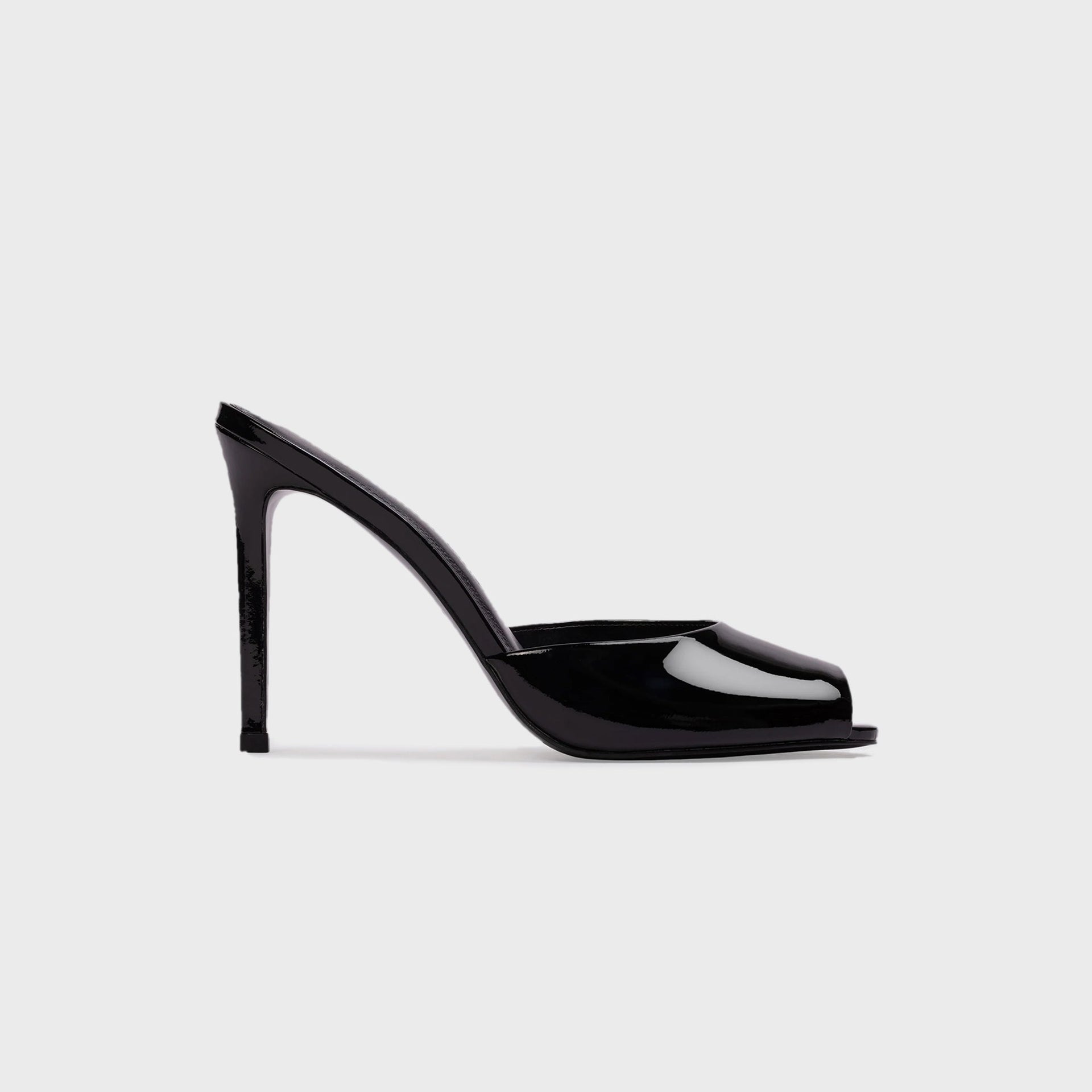Black Suede Studio Uma 100 Mule - Black Patent Leather