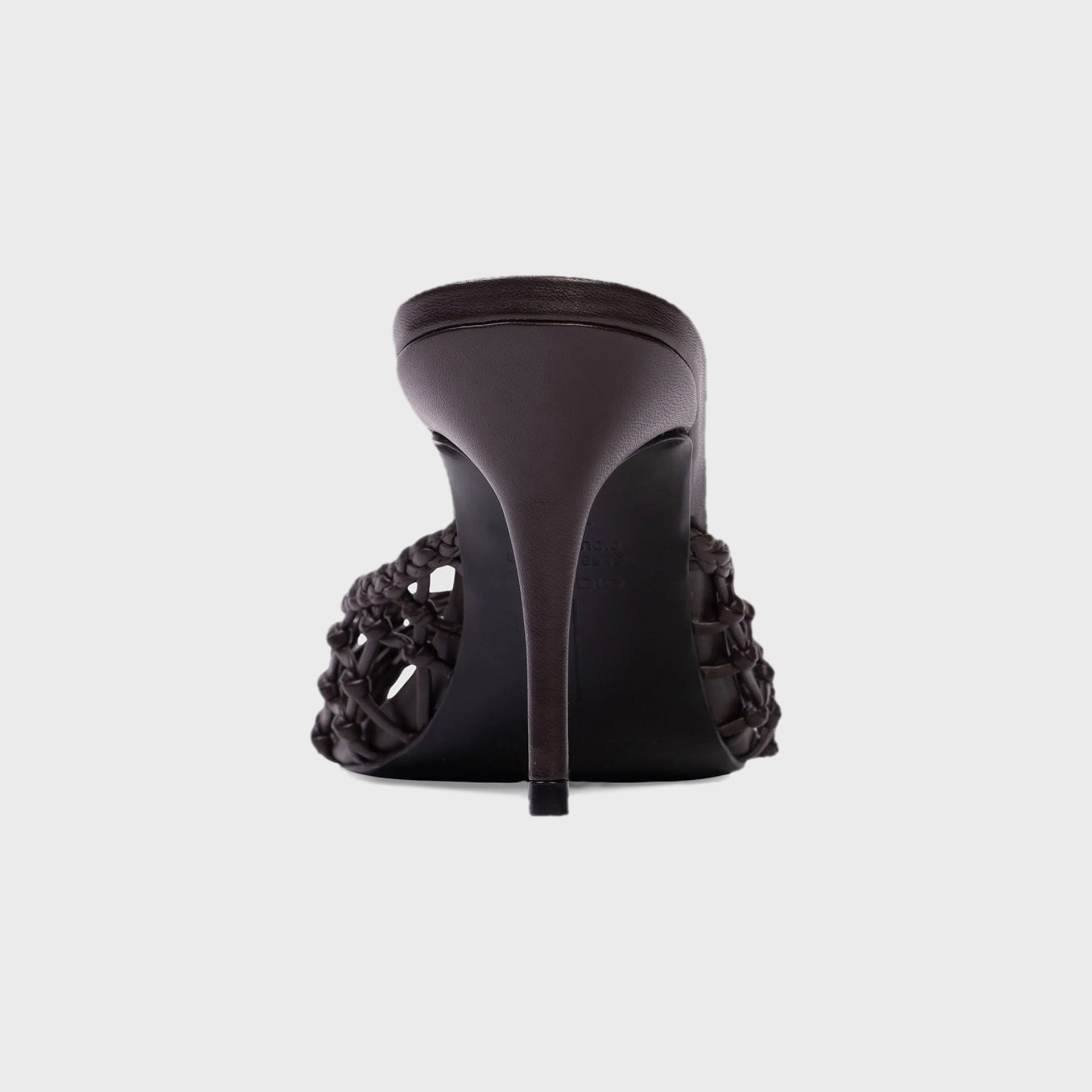 Black Suede Studio Peach 80 Mule - Black Coffee Leather