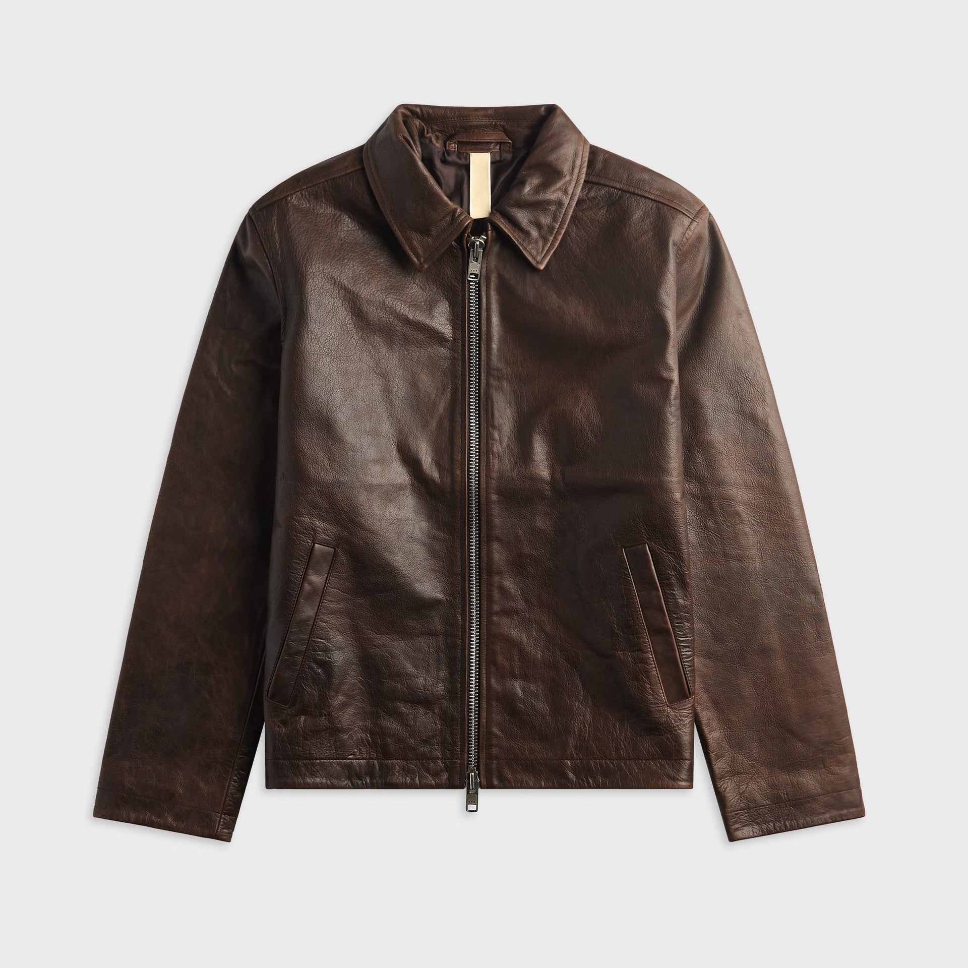Sunflower Short Leather Jacket - Brown