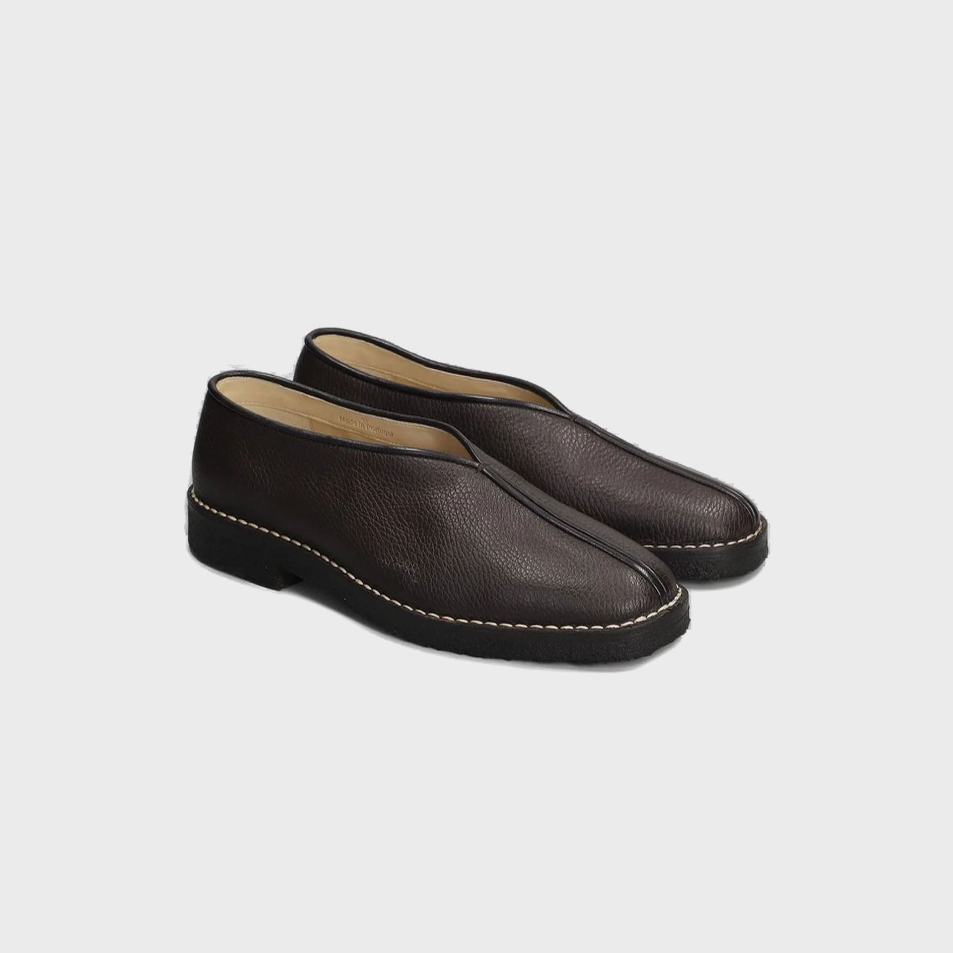 Lemaire Piped Crepe Slipper - Dark Brown