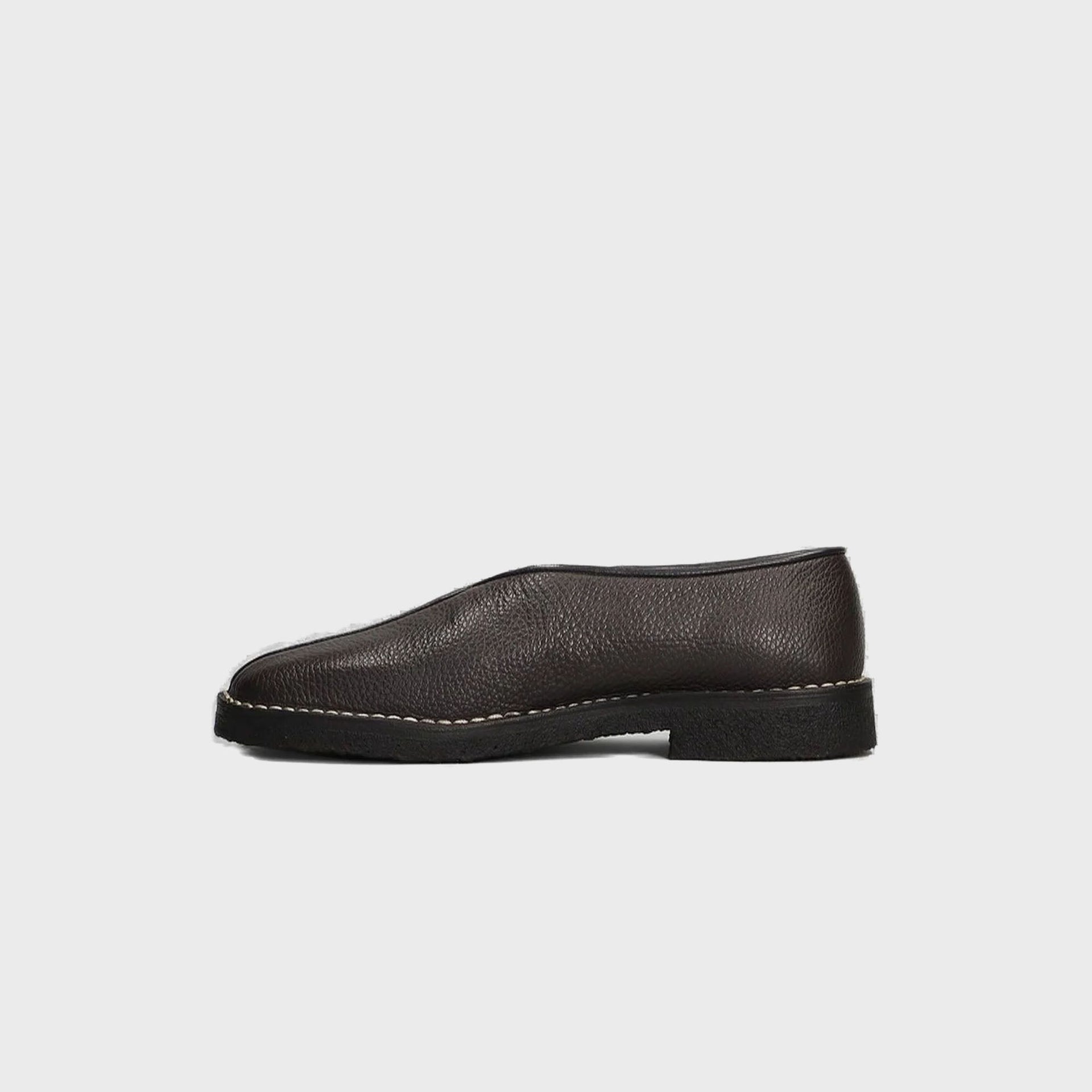 Lemaire Piped Crepe Slipper - Dark Brown