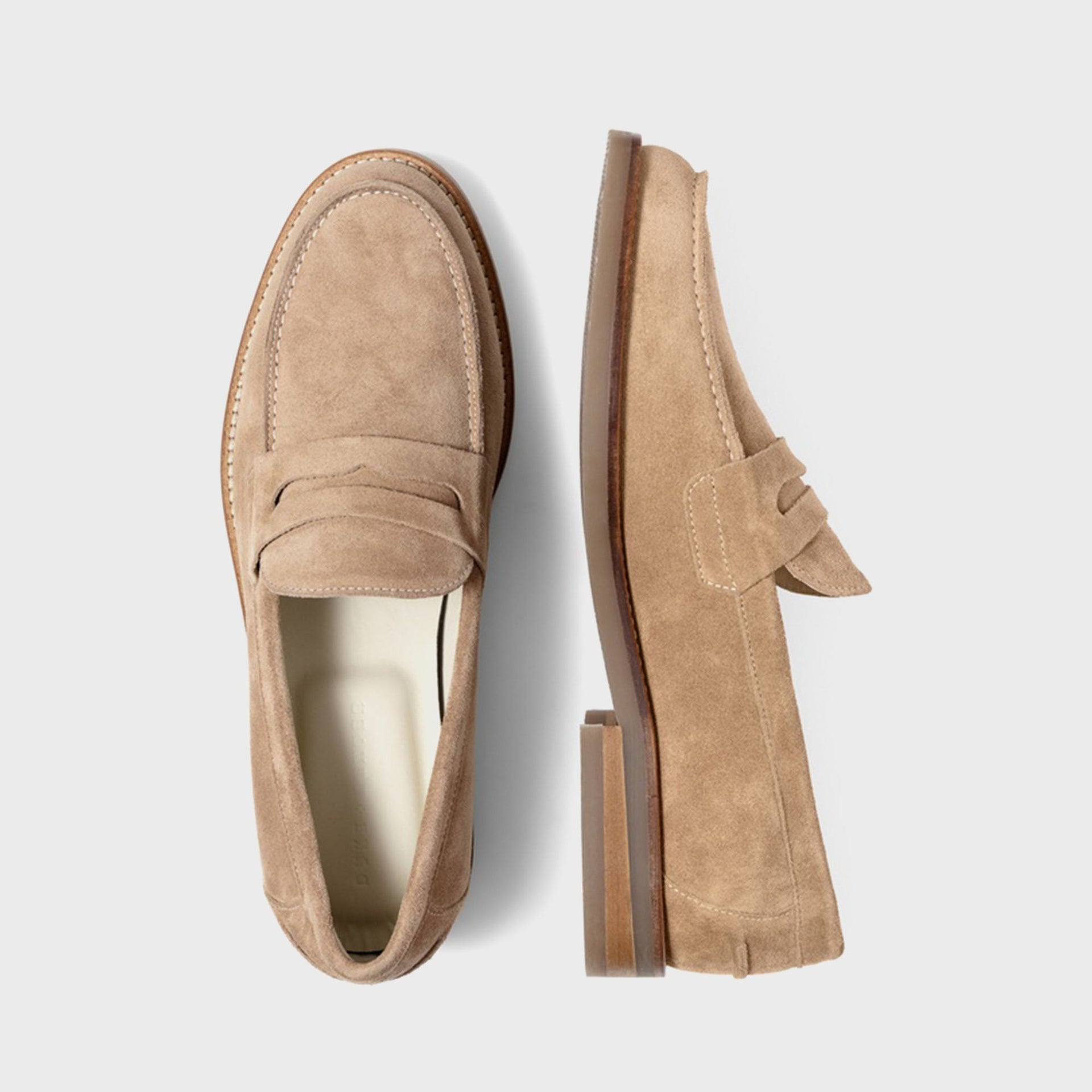 DUKE + DEXTER Wilde Suede Penny Loafer - Mocha